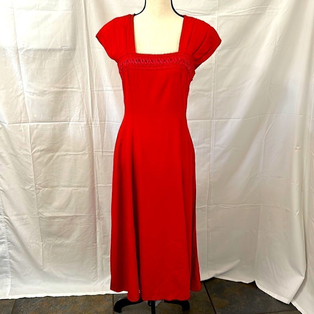 Vintage Brioche red midi dress size 9/10